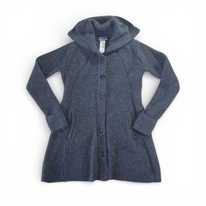 Patagonia 100% Merino Wool Sweater Coat Cardigan Hooded Gray Women’s Medium